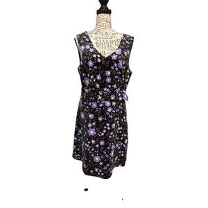 Princess Highway Size 10 Purple Floral Cord A-Line Daisy Dress Belted Whimsical